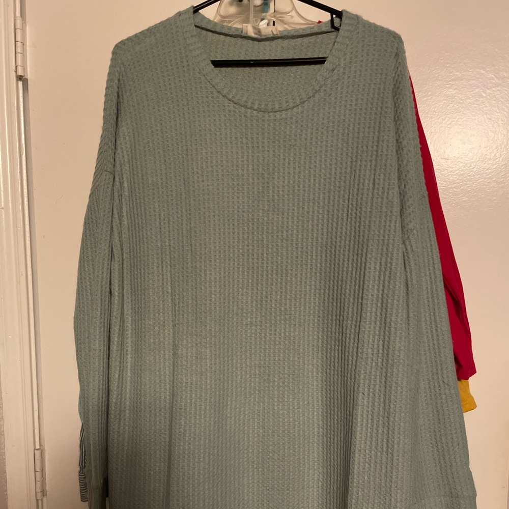 BNWOT Waffle sweater-Sage